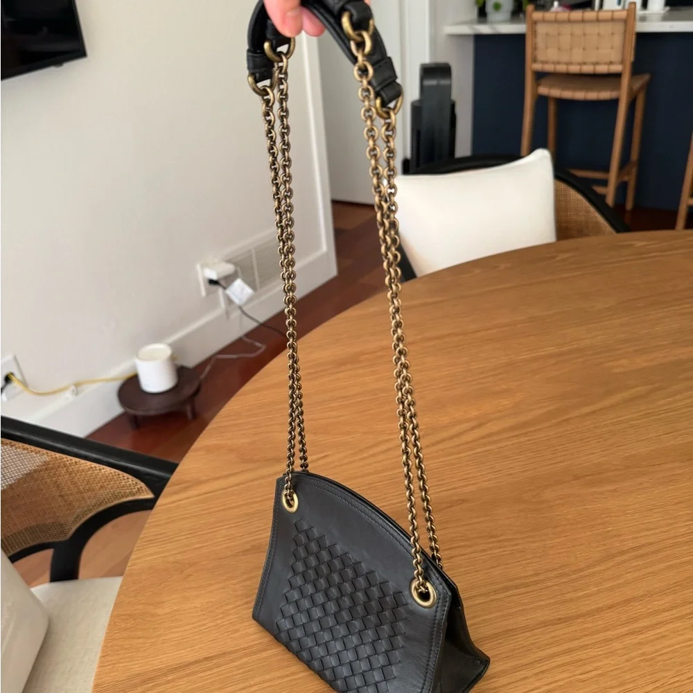 Bottega Veneta Black Intrecciato Leather Wallet on Chain